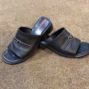 Women’s Black Slide Heeled Sandals from Paris, France